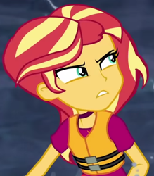 Size: 940x1071 | Tagged: safe, imported from derpibooru, screencap, sunset shimmer, equestria girls, equestria girls series, spring breakdown, spoiler:eqg series (season 2), cropped, cruise outfit, lifejacket, solo