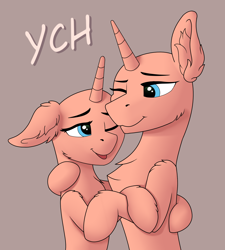 Size: 1952x2169 | Tagged: safe, artist:fess, imported from derpibooru, pony, chest fluff, commission, female, floppy ears, hug, male, mare, ych example, ych sketch, your character here