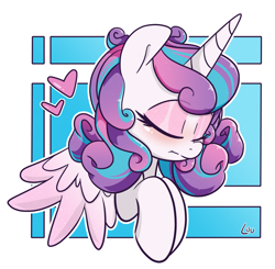 Size: 1500x1469 | Tagged: safe, artist:lou, imported from derpibooru, princess flurry heart, alicorn, pony, adult flurry heart, bust, eyes closed, female, heart, mare, older, older flurry heart, solo