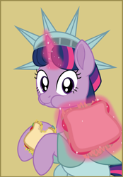 Size: 1944x2792 | Tagged: safe, artist:povitato, imported from derpibooru, twilight sparkle, eating, food, herbivore, looking at you, magic, sandwich, solo, telekinesis