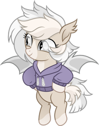 Size: 1920x2427 | Tagged: safe, artist:cirillaq, imported from derpibooru, oc, oc:cuddy, bat pony, pony, clothes, female, filly, foal, hoodie, simple background, solo, transparent background