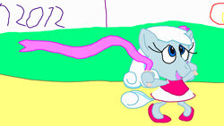 Size: 1280x720 | Tagged: safe, artist:rose80149, imported from derpibooru, oc, oc:snowdrop, pegasus, pony, 1000 hours in ms paint, clothes, gymnastics, london, london 2012, olympics, rhythmic gymnastics, solo, sports outfit