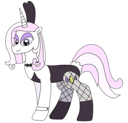 Size: 2499x2393 | Tagged: safe, artist:supahdonarudo, imported from derpibooru, fleur-de-lis, unicorn, series:fleurbuary, bowtie, bunny ears, bunny suit, clothes, fishnets, redraw, simple background, transparent background