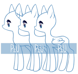 Size: 837x796 | Tagged: safe, artist:miioko, imported from derpibooru, oc, oc only, earth pony, pegasus, pony, unicorn, bald, base, ear fluff, earth pony oc, horn, pegasus oc, simple background, transparent background, unicorn oc, wings