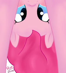 Size: 3000x3300 | Tagged: safe, artist:itslage, imported from derpibooru, earth pony, pony, eyelashes, female, framed by legs, mare, signature, solo, upside down