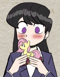 Size: 640x816 | Tagged: artist needed, source needed, useless source url, safe, imported from derpibooru, fluttershy, human, pony, equestria girls, blushing, figurine, komi can't communicate, komi-san