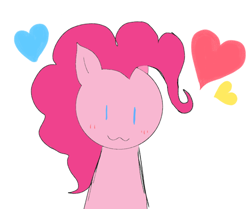 Size: 1080x902 | Tagged: artist needed, safe, imported from derpibooru, pinkie pie, pony, blushing, heart, simple background, solo, white background