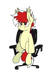 Size: 1544x2220 | Tagged: safe, artist:aaathebap, imported from derpibooru, oc, oc only, oc:aaaaaaaaaaa, bat pony, pony, chair, gaming, gaming chair, male, office chair, simple background, sitting, solo, stallion, transparent background