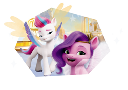 Size: 1024x725 | Tagged: safe, imported from derpibooru, pipp petals, zipp storm, pegasus, pony, 2d, 3d, adorapipp, adorazipp, color correction, confident, cute, female, g5, looking at you, my little pony: a new generation, official, proud, royalty, siblings, simple background, sisters, smiling, smiling at you, smug, standing, white background, wings, zephyr heights