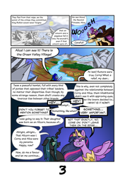Size: 2481x3508 | Tagged: safe, artist:memprices, imported from derpibooru, queen chrysalis, twilight sparkle, oc, oc:alice feather, oc:corny bell, alicorn, changeling, changeling queen, pony, comic:metamorphosis, the last problem, comic, crown, female, frown, high res, implied king bullion, implied oc, jewelry, narration, older, older twilight, peytral, princess twilight 2.0, regalia, smiling, smug, speech bubble, spread wings, twilight sparkle (alicorn), wings