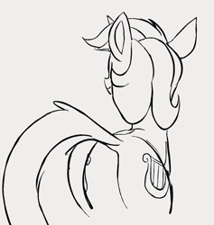 Size: 666x703 | Tagged: safe, artist:dotkwa, imported from derpibooru, lyra heartstrings, pony, unicorn, butt, female, grayscale, lyrebutt, mare, monochrome, plot, rear view, simple background, sketch, solo, white background
