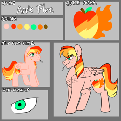 Size: 2000x2000 | Tagged: safe, artist:gingygin, imported from derpibooru, oc, oc only, oc:apple flare, pegasus, pony, male, offspring, parent:big macintosh, parent:rainbow dash, parents:rainbowmac, reference sheet, solo, stallion, straw in mouth
