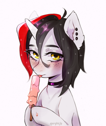 Size: 938x1118 | Tagged: safe, artist:qwokken, imported from derpibooru, oc, pony, unicorn, commission, food, ice cream, solo