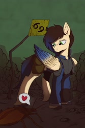 Size: 2731x4096 | Tagged: safe, artist:tatykin, imported from derpibooru, oc, oc only, cockroach, insect, pegasus, pony, radroach, fallout equestria, armor, colored wings, fallout, oc name needed, pegasus oc, pipbuck, solo, two toned mane, two toned wings, wings
