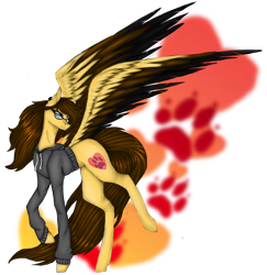 Size: 2024x2084 | Tagged: safe, artist:peachyminnie, imported from derpibooru, oc, oc only, pegasus, pony, clothes, glasses, hoodie, looking back, paw prints, pegasus oc, simple background, transparent background, wings