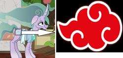 Size: 1898x892 | Tagged: safe, imported from derpibooru, mistmane, pony, unicorn, akatsuki, comparison, logo, ms paint, side to side