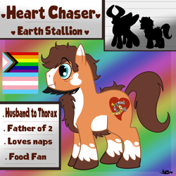 Size: 3000x3000 | Tagged: safe, artist:wulfums, imported from derpibooru, oc, oc only, oc:heart chaser, earth pony, pony, male, pride, pride flag, reference sheet, show accurate, solo, stallion, transgender, transgender pride flag