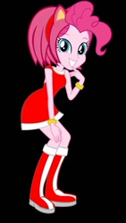 Size: 626x1113 | Tagged: safe, artist:kalel6753, imported from derpibooru, pinkie pie, equestria girls, amy rose, black background, clothes, clothes swap, cosplay, costume, crossover, female, simple background, solo, sonic the hedgehog (series)