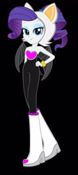 Size: 2334x5190 | Tagged: safe, artist:kalel6753, imported from derpibooru, rarity, equestria girls, bare shoulders, black background, clothes, clothes swap, cosplay, costume, hand on hip, rouge the bat, simple background, solo, sonic the hedgehog (series)