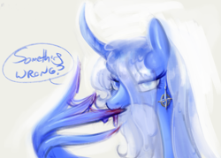 Size: 1765x1264 | Tagged: safe, artist:tiffortat, oc, oc only, oc:nato, alicorn, goo, goo pony, original species, pony, bedroom eyes, blood, bust, ear piercing, earring, feather in mouth, female, jewelry, licking, licking wings, looking at you, mare, nation ponies, nato, piercing, ponified, simple background, smiling, solo, tongue out