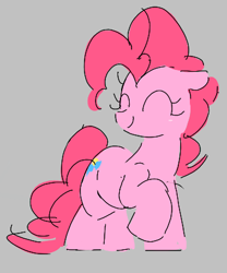 Size: 354x426 | Tagged: safe, pinkie pie, earth pony, pony, aggie.io, eyes closed, female, mare, raised hoof, simple background, smiling