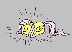 Size: 270x193 | Tagged: safe, fluttershy, pegasus, pony, aggie.io, female, lowres, lying down, mare, simple background, smiling