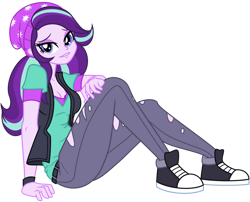 Size: 1024x827 | Tagged: safe, artist:ambris, artist:emeraldblast63, imported from derpibooru, starlight glimmer, equestria girls, beanie, beautiful, beautiful eyes, beautiful hair, breasts, busty starlight glimmer, cleavage, converse, female, hat, shoes, simple background, sneakers, solo, transparent background