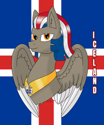 Size: 1280x1536 | Tagged: safe, artist:hiroultimate, imported from derpibooru, oc, pony, flag, iceland, nation ponies, ponified, solo