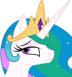 Size: 1454x1562 | Tagged: safe, artist:grypher, imported from derpibooru, princess celestia, bust, simple background, smug, solo, transparent background, vector