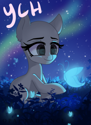 Size: 2800x3840 | Tagged: safe, artist:opal_radiance, imported from derpibooru, oc, butterfly, pony, any race, commission, night, solo, your character here