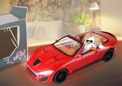 Size: 3507x2481 | Tagged: safe, artist:arctic-fox, imported from derpibooru, oc, oc only, oc:der, griffon, car, driving, griffon oc, maserati, micro, solo