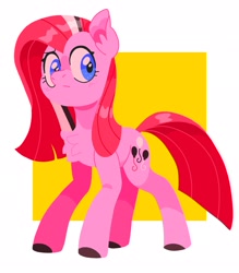 Size: 1792x2048 | Tagged: safe, artist:pastacrylic, imported from derpibooru, pinkie pie, earth pony, pony, abstract background, chest fluff, colored hooves, ear fluff, female, full body, hooves, mare, pinkamena diane pie, solo, standing, tail