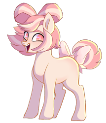 Size: 632x734 | Tagged: safe, artist:delzol, imported from derpibooru, oc, oc only, earth pony, pony, :d, bow, earth pony oc, hair bow, open mouth, open smile, simple background, smiling, solo, tail, tail bow, transparent background