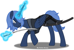 Size: 1280x875 | Tagged: safe, artist:vector-brony, imported from derpibooru, oc, oc only, oc:nightblade, alicorn, pony, fallout equestria, female, magic, mare, simple background, solo, sword, transparent background, weapon