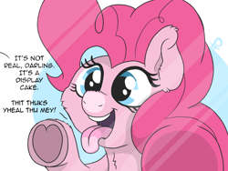 Size: 2048x1536 | Tagged: safe, artist:doodledonutart, imported from derpibooru, pinkie pie, earth pony, pony, against glass, comic, glass, heart, hoof heart, implied rarity, solo, tongue out, underhoof