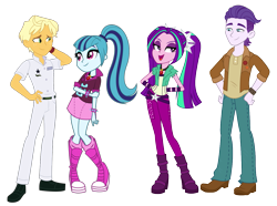 Size: 1313x978 | Tagged: safe, artist:kimberlythehedgie, artist:maretrick, artist:masem, edit, imported from derpibooru, aria blaze, dirk thistleweed, sonata dusk, accountibilibuddies, equestria girls, equestria girls series, rainbow rocks, spring breakdown, spoiler:choose your own ending (season 2), spoiler:eqg series (season 2), accountibilibuddies: rainbow dash, ariadirk, belt, boots, clothes, crack shipping, female, freckles, gem, high heel boots, jacket, jeans, male, pants, pigtails, ragamuffin (g4), shipping, shirt, shoes, simple background, siren gem, sonamuffin, straight, transparent background, twintails, vector, watch, wristband