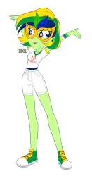 Size: 319x611 | Tagged: safe, artist:'raffaello, imported from derpibooru, oc, oc only, oc:maria potranca, equestria girls, belt, brazil, choker, clothes, commission, converse, ear piercing, earring, equestria girls-ified, female, jewelry, mask, multicolored hair, open mouth, piercing, shirt, shoes, shorts, simple background, solo, t-shirt, transparent background, wristband