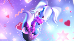 Size: 1280x720 | Tagged: safe, artist:nikosourcepone, imported from derpibooru, trixie, pony, unicorn, 3d, alternate hairstyle, babysitter trixie, clothes, cute, diatrixes, female, gameloft, gameloft interpretation, hoodie, mare, pigtails, socks, solo, source filmmaker, striped socks