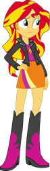 Size: 341x1157 | Tagged: safe, imported from twibooru, sunset shimmer, equestria girls, boots, clothes, high heel boots, image, jacket, png, shirt, shoes, skirt, solo