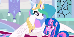 Size: 1252x638 | Tagged: safe, artist:徐詩珮, imported from ponybooru, princess celestia, oc, oc:hsu amity, alicorn, duo