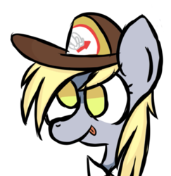 Size: 589x606 | Tagged: safe, artist:alandisc, derpibooru exclusive, imported from derpibooru, derpy hooves, cap, derp, hat, mailmare, mailmare hat, simple background, tongue out, white background
