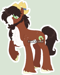 Size: 415x516 | Tagged: safe, artist:stormcloud-yt, imported from derpibooru, trouble shoes, earth pony, pony, base used, beard, chest fluff, facial hair, freckles, hat, male, redesign, simple background, solo, stallion