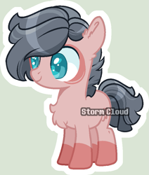 Size: 679x802 | Tagged: safe, artist:stormcloud-yt, imported from derpibooru, oc, oc only, earth pony, pony, base used, chest fluff, coat markings, earth pony oc, parent:clear sky, parent:quibble pants, simple background, smiling, socks (coat markings), solo