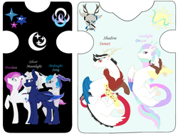 Size: 2794x2146 | Tagged: safe, artist:monse2001, imported from derpibooru, oc, oc only, oc:pandora, alicorn, draconequus, hybrid, pony, alicorn oc, draconequus oc, horn, interspecies offspring, offspring, parent:discord, parent:princess celestia, parent:princess luna, parents:canon x oc, parents:dislestia, raised hoof, wings