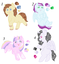 Size: 1500x1600 | Tagged: safe, artist:monse2001, imported from derpibooru, oc, oc only, alicorn, earth pony, pegasus, pony, unicorn, alicorn oc, base used, earth pony oc, ethereal mane, horn, pegasus oc, simple background, starry mane, unicorn oc, unshorn fetlocks, white background, wings