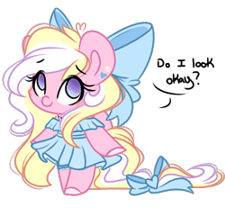 Size: 2371x2194 | Tagged: safe, artist:emberslament, imported from derpibooru, oc, oc:bay breeze, pegasus, semi-anthro, blushing, bow, chibi, clothes, cute, doodle, dress, ear piercing, earring, female, hair bow, jewelry, necklace, ocbetes, piercing, smiling, solo, tail, tail bow, talking to viewer, weapons-grade cute