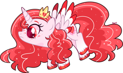 Size: 3509x2095 | Tagged: safe, artist:kurosawakuro, imported from derpibooru, oc, alicorn, pony, colored wings, crown, female, jewelry, mare, multicolored wings, regalia, simple background, solo, transparent background, wings