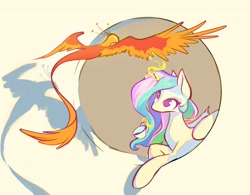 Size: 3200x2500 | Tagged: safe, artist:manicpanda, imported from derpibooru, philomena, princess celestia, alicorn, phoenix, pony, cup, horn, magic, magic aura, shadow, telekinesis, wings