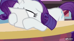 Size: 640x360 | Tagged: safe, imported from derpibooru, screencap, rarity, pony, unicorn, forever filly, season 7, animated, crying, eyes closed, female, floppy ears, gif, gifs.com, hoof hold, horn, makeup, mare, marshmelodrama, nose in the air, ocular gushers, open mouth, paper, rarity being rarity, running makeup, sad, solo, wavy mouth