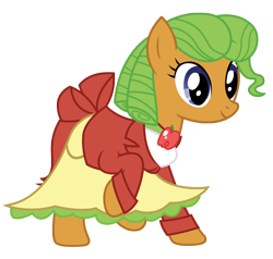 Size: 3450x3288 | Tagged: safe, artist:third uncle, imported from derpibooru, dosie dough, earth pony, pony, apple family reunion, apple family member, clothes, cute, dress, female, mare, simple background, transparent background, vector